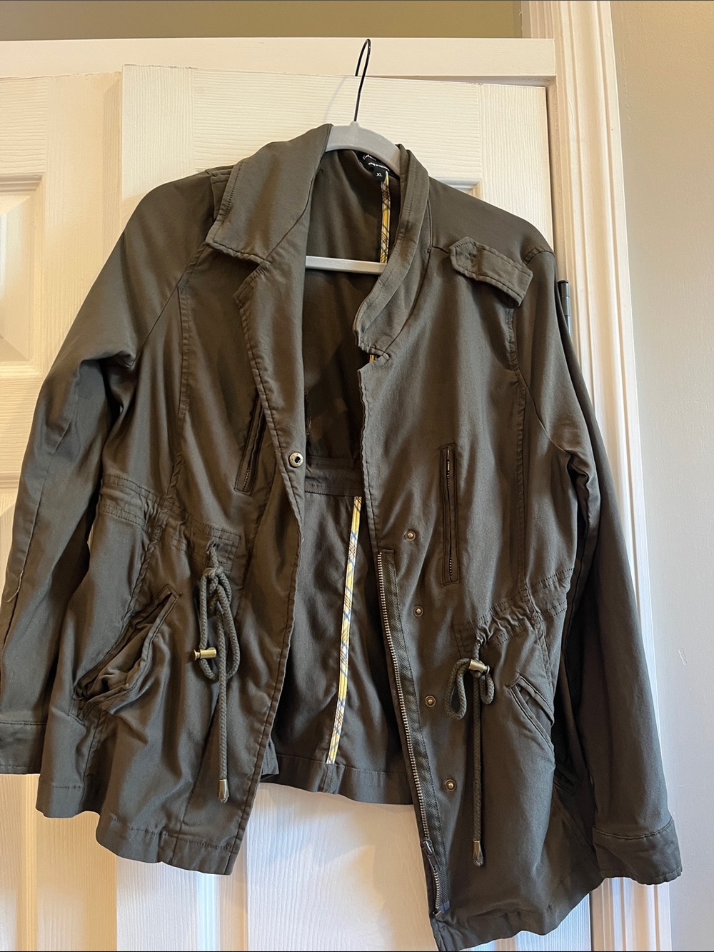Women’s Olive Utility Jacket with Drawstring Waist
